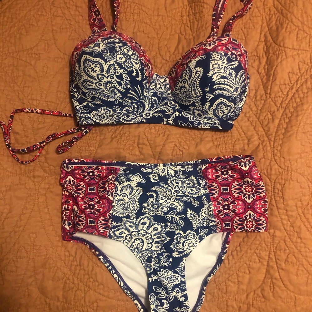 NWT Adore Me boho print high waist bikini